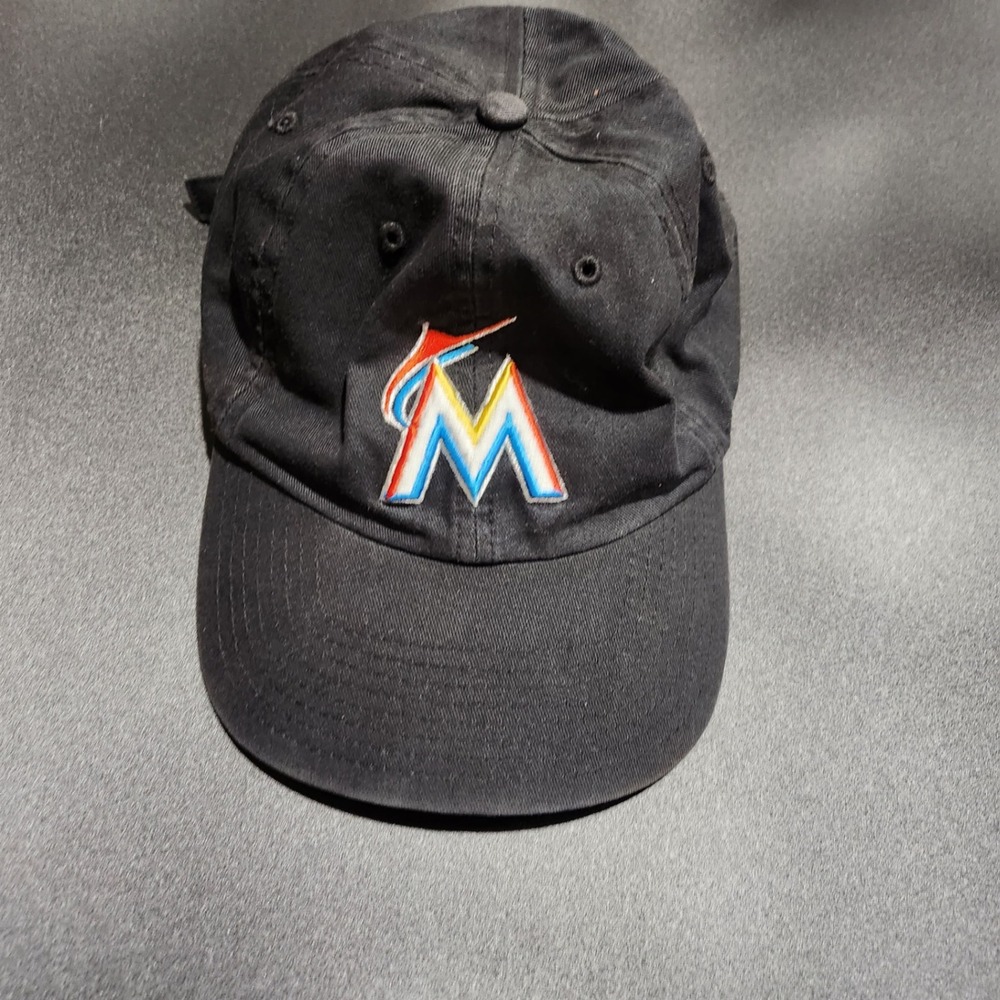 Miami Marlins Hat 47 Brand MLB Baseball Cap Black Adjustable Strapback Mens Hat